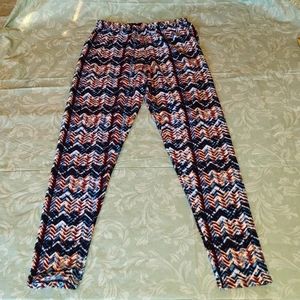 Beautiful Leggings Blue, Brown & White, Sz OS